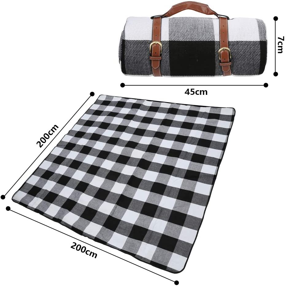 Jopassy Picknickdecke 200 x 200 cm wasserdicht tragbar für Strand Camping und Garten