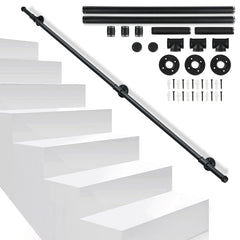 Jopassy Treppengeländer Handlauf Schwarz 100-300 cm Rundrohr für Innen und Außen