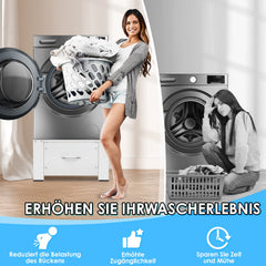 Jopassy Waschmaschinen Untergestell mit Schublade 63x54x32 cm für Waschmaschine und Trockner