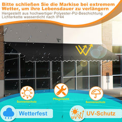 Jopassy Klemmmarkise mit Handkurbel und Solar LED für Balkon und Terrasse