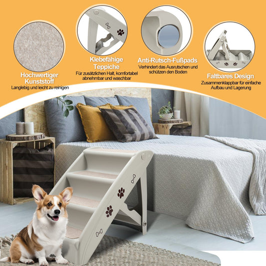 Jopassy Hundetreppe 4 Stufen klappbar bis 75 kg für Sofa Bett und Auto