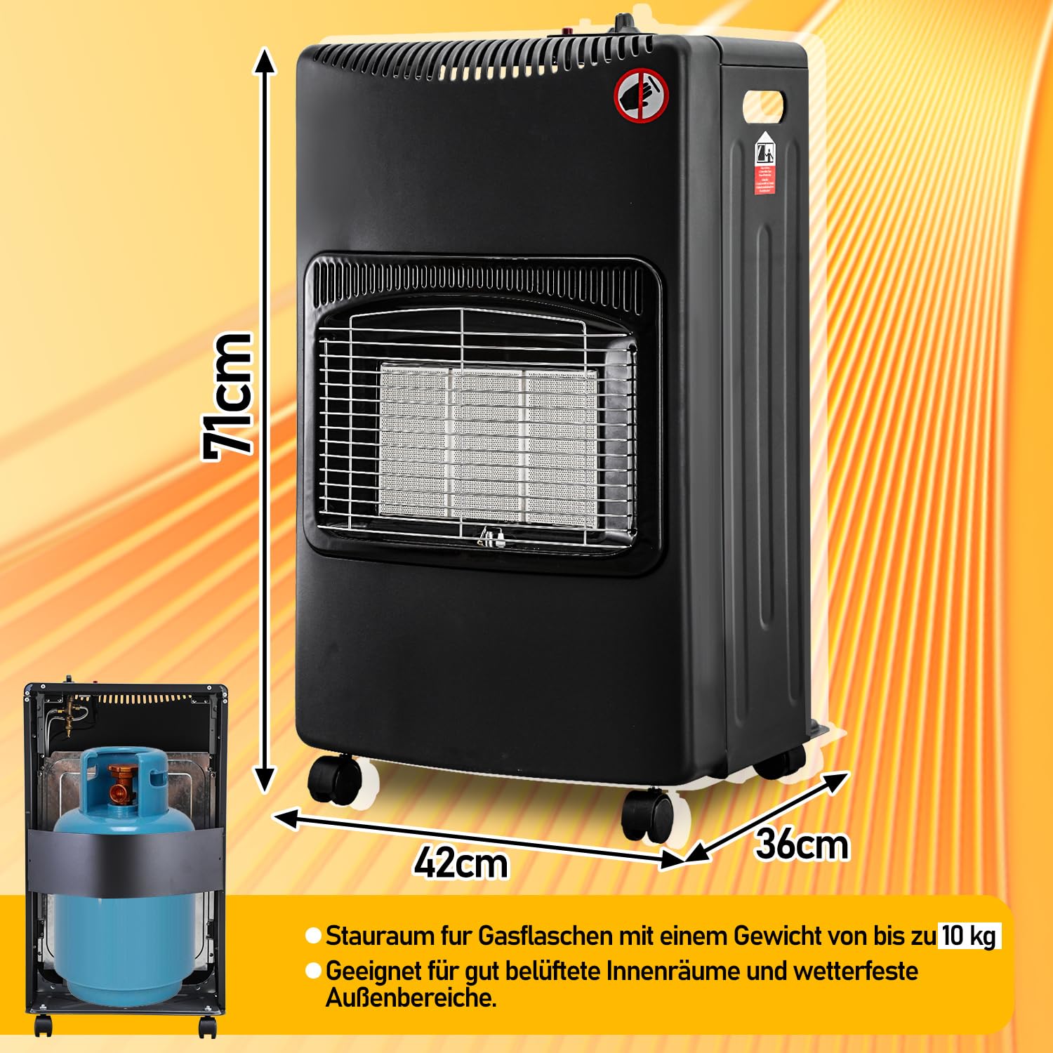 Jopassy Keramik Gasheizer 4200W mit Gas- und Elektroheizung