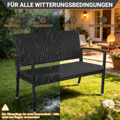 Jopassy Gartenbank Polyrattan 112 x 58 x 90 cm 2-Sitzer bis 227 kg