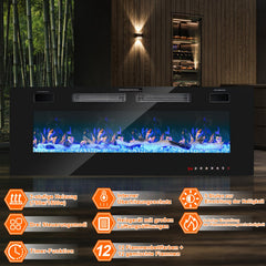 Jopassy Elektrokamin 127 cm 1500W für Wand und Einbau mit App und Fernbedienung