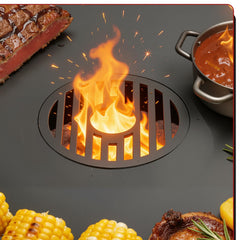 Jopassy Feuerplatte 80 cm aus 5 mm Carbonstahl mit herausnehmbarem Grilleinsatz