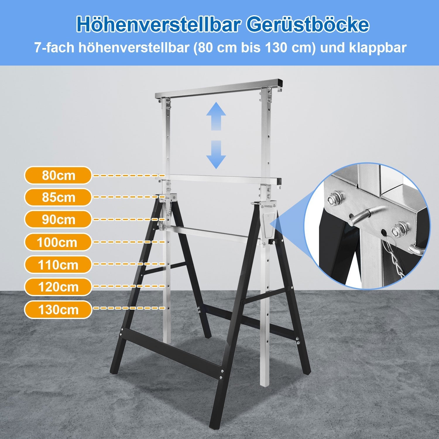 Jopassy Gerüstbock 2er Set höhenverstellbar 81-130 cm 200 kg klappbar