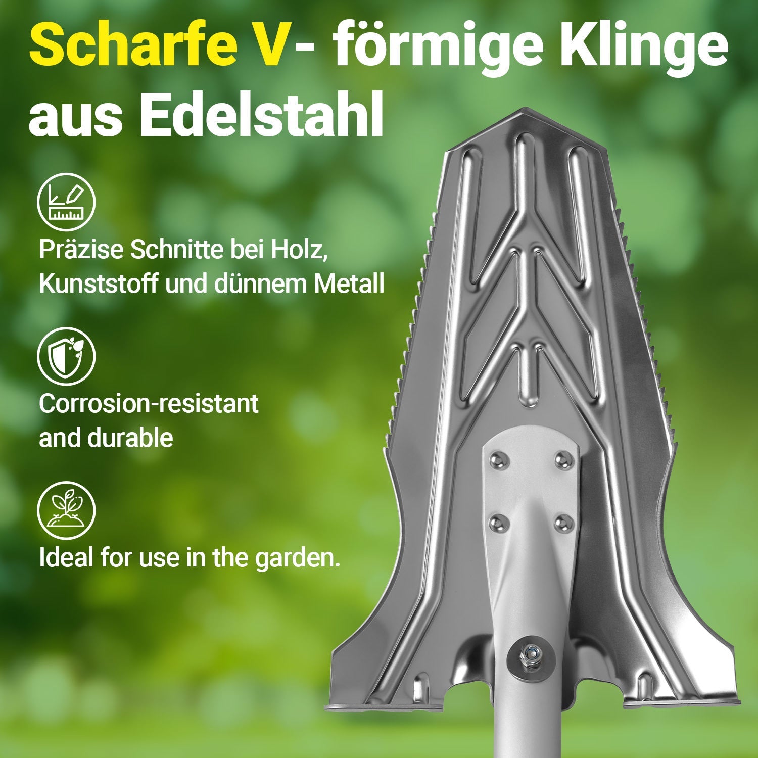 Jopassy Spaten mit Wurzelsäge 120 cm Wurzelspaten Edelstahl für Garten