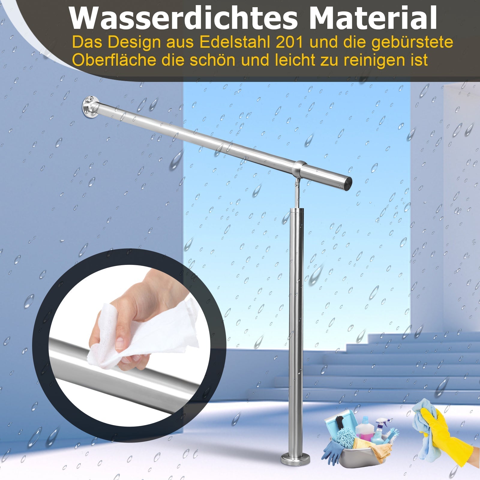 Jopassy Edelstahl Eingangsgeländer 80 bis 180 cm für Treppe