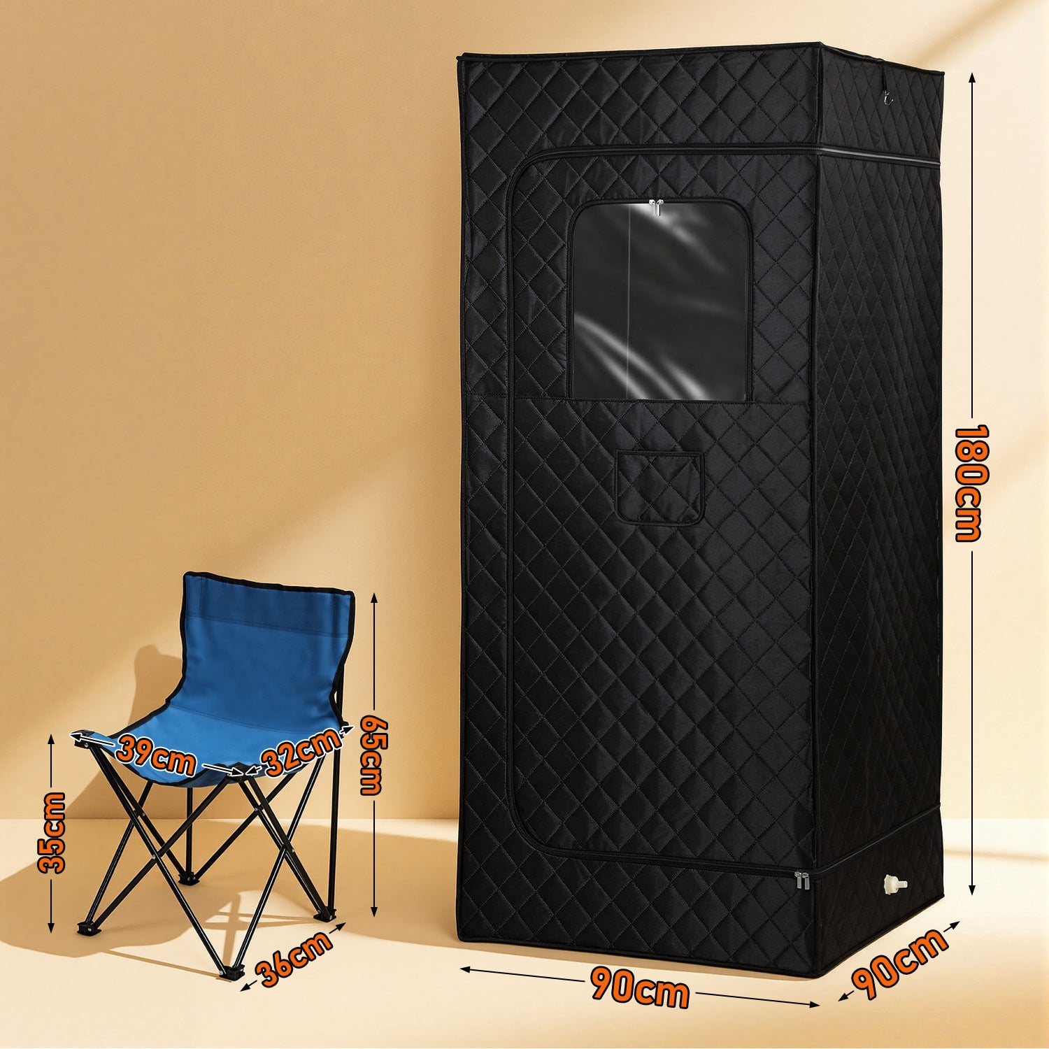 Jopassy Tragbare Dampfsauna 90 × 90 × 180 cm mit 9 Heizstufen und Fernbedienung