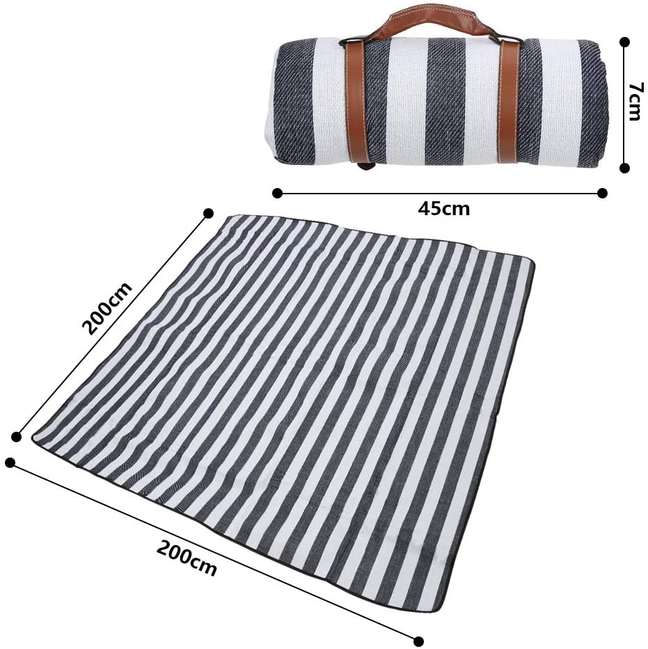 Jopassy Picknickdecke 200 x 200 cm wasserdicht tragbar für Strand Camping und Garten