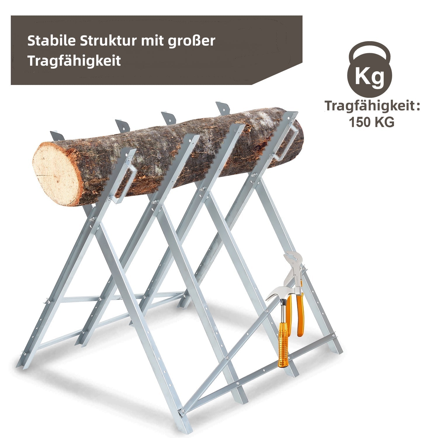 Jopassy Sägebock klappbar 81x80x80 cm 150 kg verzinkt für Kettensäge