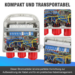 Jopassy Baustromverteiler 32A 400V mit 2× CEE 16A 1× CEE 32A und 4× Schuko IP44