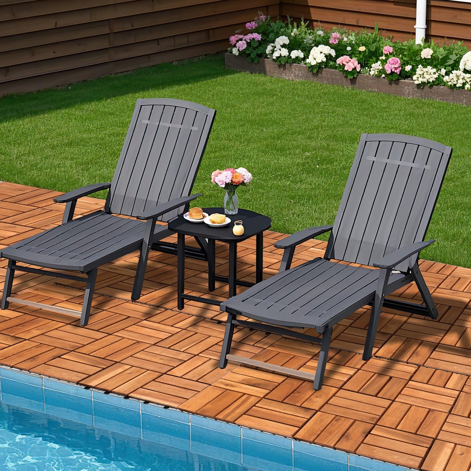 Jopassy Holzfliesen 30x30 cm, Terrassenfliesen für Balkon, 1–5 m²