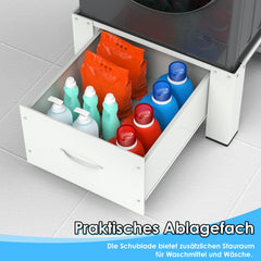 Jopassy Waschmaschinen Untergestell mit Schublade 63x54x32 cm für Waschmaschine und Trockner