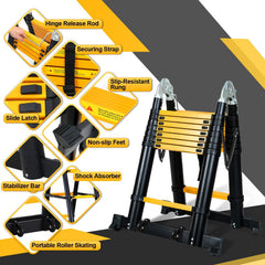 Jopassy Teleskopleiter 5 m klappbar Aluminium Ausziehleiter 150 kg