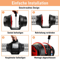 Jopassy Rohrventilator 100/150 mm EC Abluftventilator für Bad Küche Growzelt