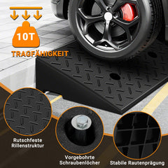 Jopassy Auffahrrampe 2er Set 49 × 30 × 11 cm bis 10 t für Auto und Motorrad