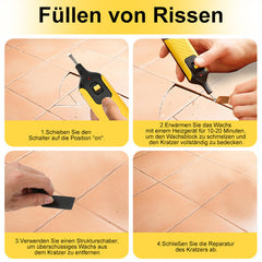 Jopassy Fliesen Reparaturset mit Wachsschmelzer 11 Farben für Keramik Marmor Naturstein