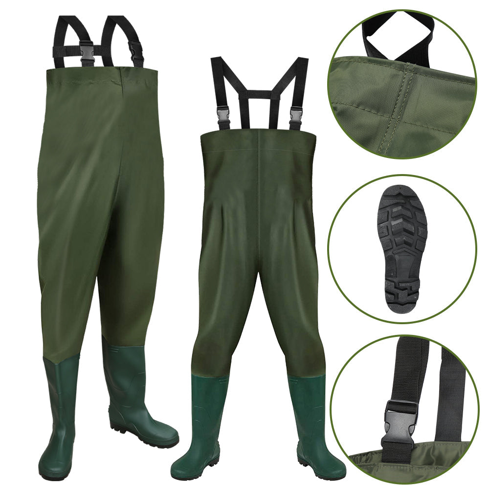 Jopassy Wathose Anglerhose wasserdicht 70D Nylon PVC mit Gummistiefeln