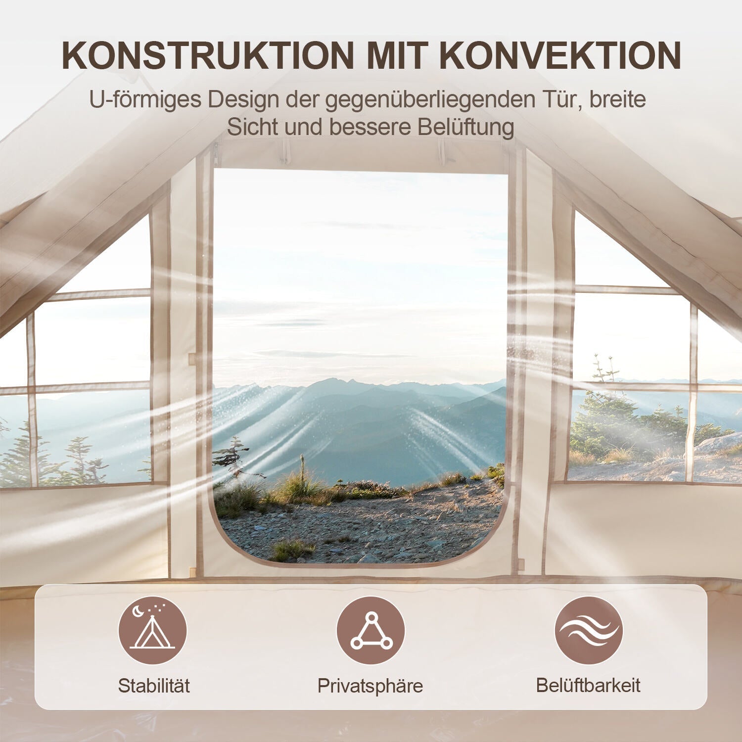 Jopassy Aufblasbares Campingzelt 6.3㎡ Luftzelt mit Dachfenster und Tragetasche