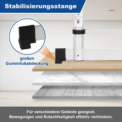 Jopassy Teleskopleiter Aluminium 2,6–5 m mit Stabilisator und breiten Trittstufen bis 150 kg