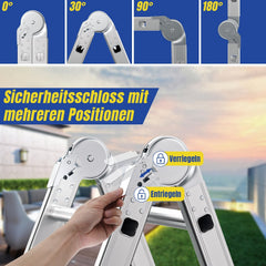 Jopassy Mehrzweckleiter Aluminium Klappleiter 7 in 1 mit Arbeitsplattform