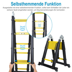 Jopassy Teleskopleiter 3,8 m Aluminium klappbar 1,9 x 1,9 m bis 150 kg