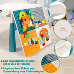 Jopassy 7-in-1 Bausteintisch für Kinder mit 2 Stühlen 251 Bausteinen höhenverstellbar
