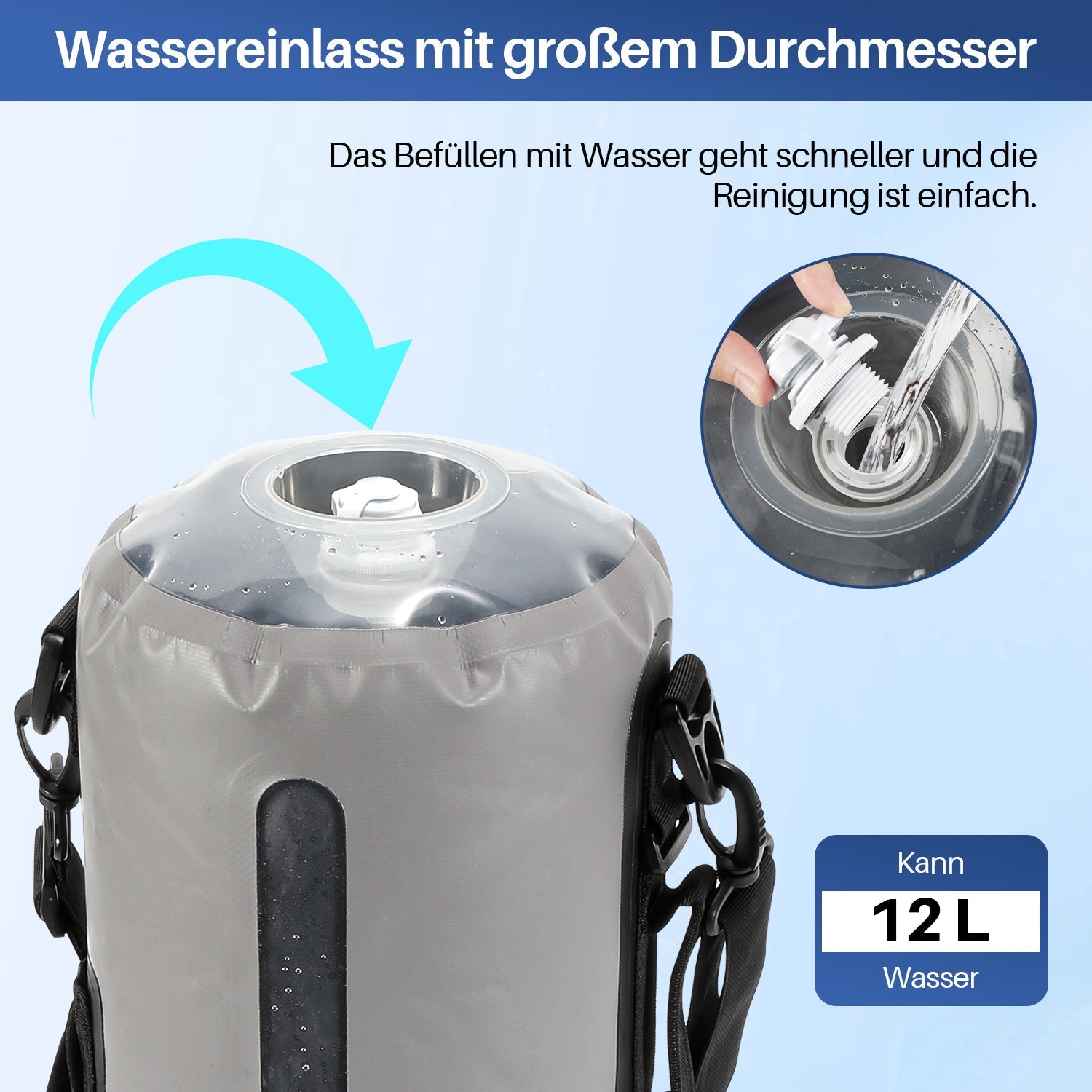 Jopassy Campingdusche 12L tragbare Outdoor Dusche mit Fußpumpe Temperaturanzeige
