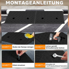 Jopassy Auffahrrampe 2er Set 49 × 30 × 11 cm bis 10 t für Auto und Motorrad