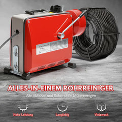 Jopassy Rohrreinigungsmaschine 500W mit 25 m Spiralen und 6 Schneidköpfen für 20–120 mm Rohre