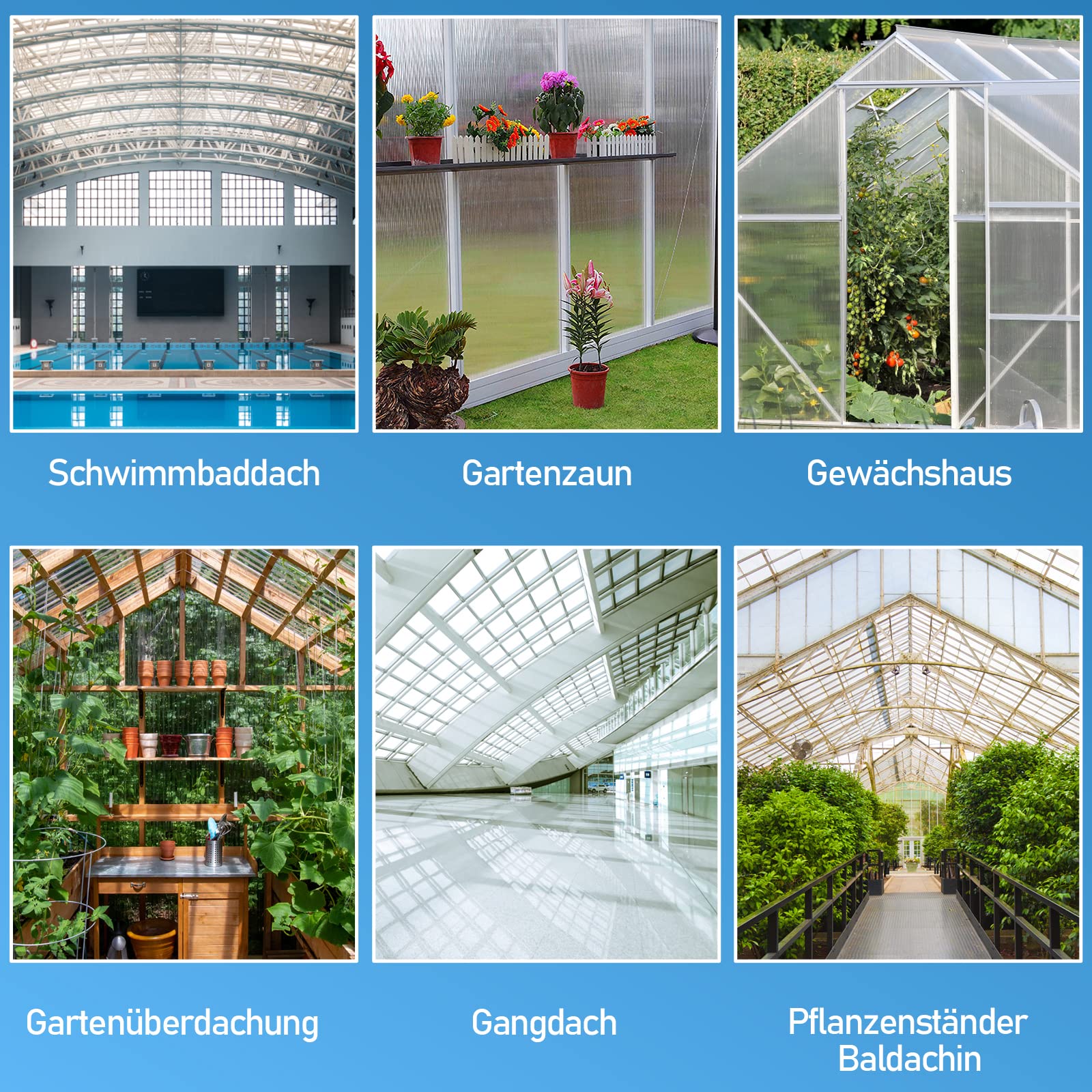 Jopassy 14 Stück Polycarbonatplatten 4 mm 10,25 m² für Gewächshaus