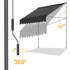 Jopassy Klemmmarkise mit Handkurbel und Solar LED für Balkon und Terrasse