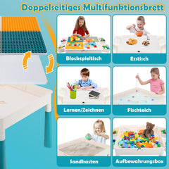 Jopassy 7-in-1 Bausteintisch für Kinder mit 2 Stühlen 251 Bausteinen höhenverstellbar