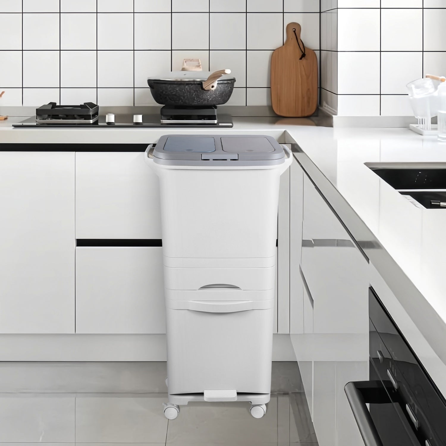 Jopassy Küchenmülleimer 42L mit 3 Fächern