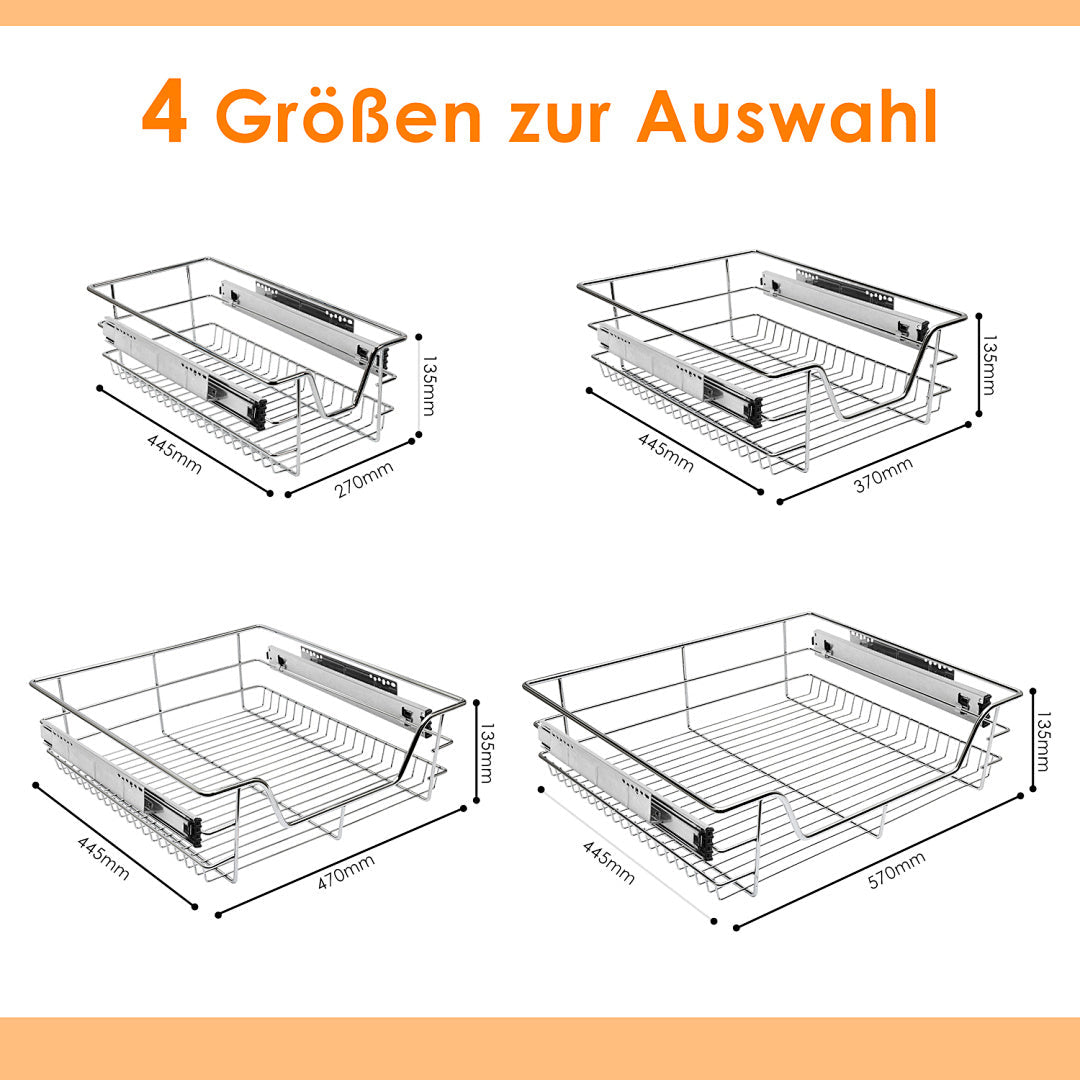 Jopassy Küchenschrank Auszug Korbauszug 30/40 50/60cm Teleskopschublade für Spülschrank