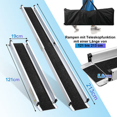 Jopassy 2er Set Teleskoprampe Aluminium Auffahrrampe bis 300 kg