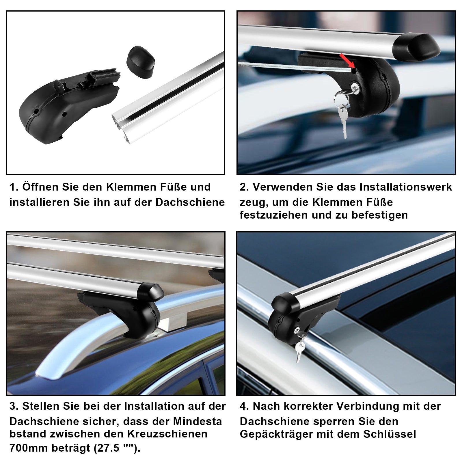 Jopassy Dachträger Relingträger Aluminium bis 150 kg