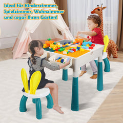 Jopassy 7-in-1 Bausteintisch für Kinder mit 2 Stühlen 251 Bausteinen höhenverstellbar