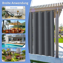 Jopassy Outdoor Vorhang 2er Set Wetterfest 132x244 cm Sichtschutz für Balkon Terrasse
