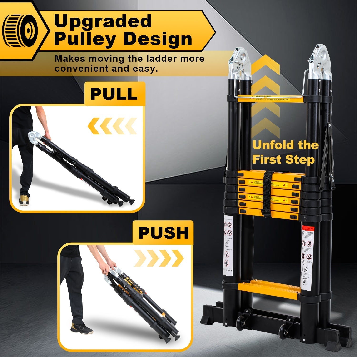 Jopassy Teleskopleiter 5 m klappbar Aluminium Ausziehleiter 150 kg