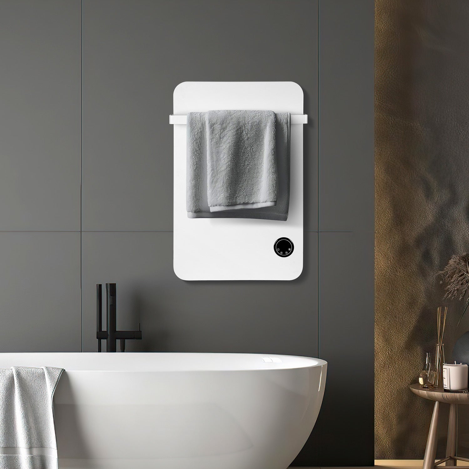 Jopassy Infrarotheizung 400/600W mit Thermostat Tuya App Fernbedienung und Handtuchhalter