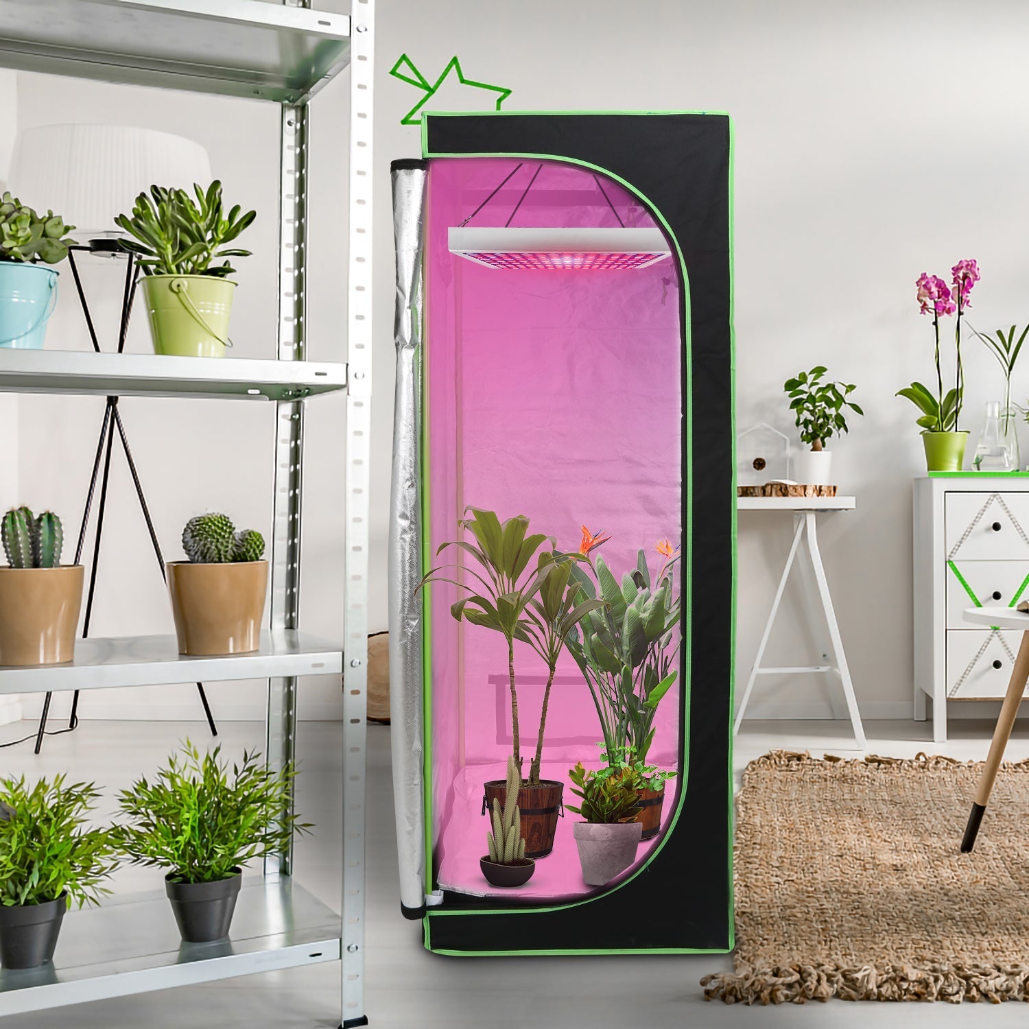 Jopassy Indoor Growzelt aus 600D Oxford Lichtdicht Wasserdicht mit Sichtfenster für Pflanzenanzucht
