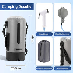 Jopassy Campingdusche 12L tragbare Outdoor Dusche mit Fußpumpe Temperaturanzeige