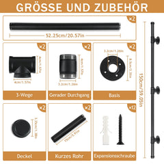 Jopassy Treppengeländer Handlauf Schwarz 100-300 cm Rundrohr für Innen und Außen
