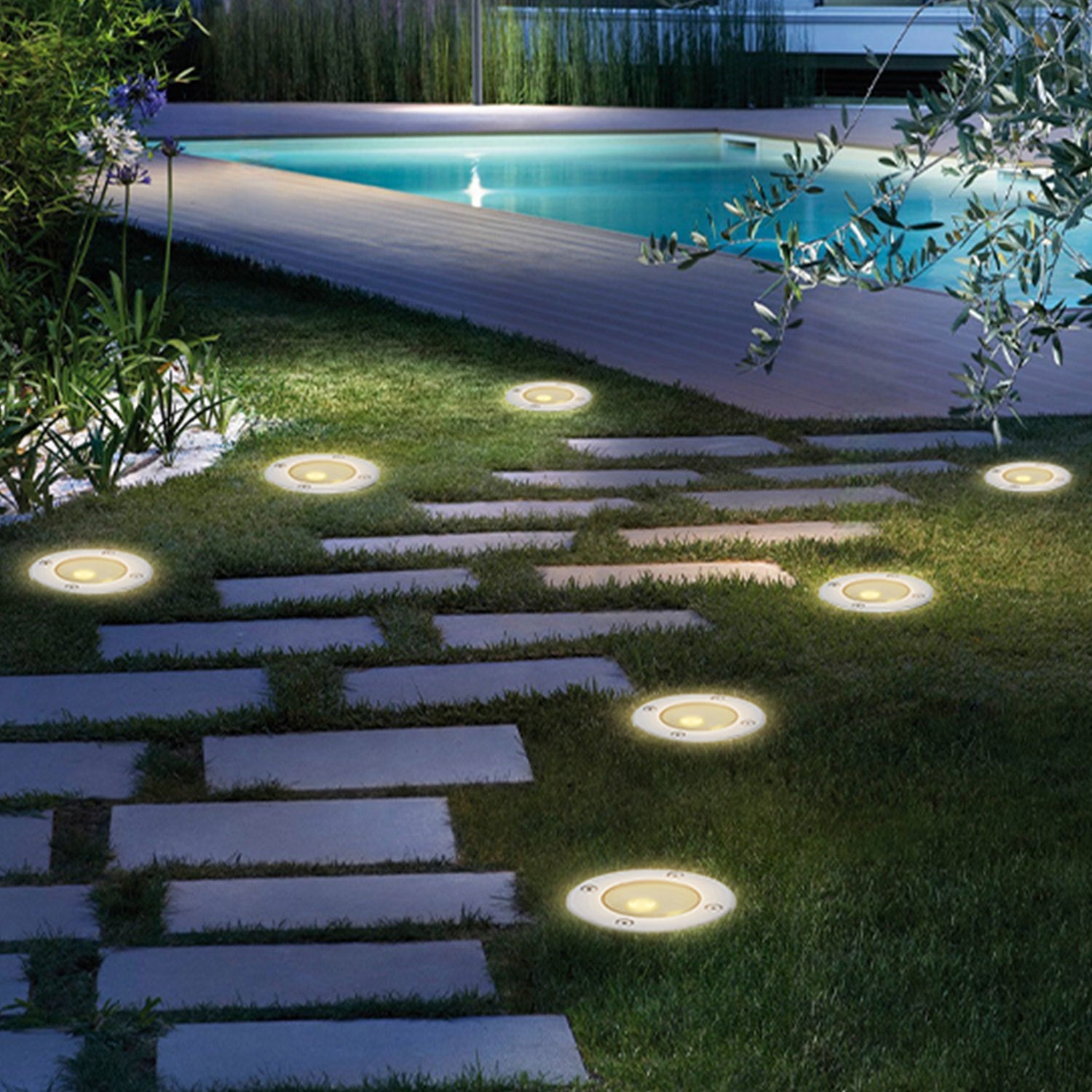 Jopassy LED Bodeneinbaustrahler Außen 3W IP67 Warmweiß für Garten Gehweg
