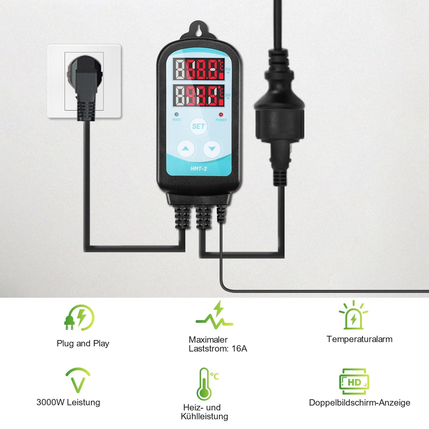 Jopassy Gewächshausheizung 60–240W mit Thermostat Timer und IP44 Frostschutz