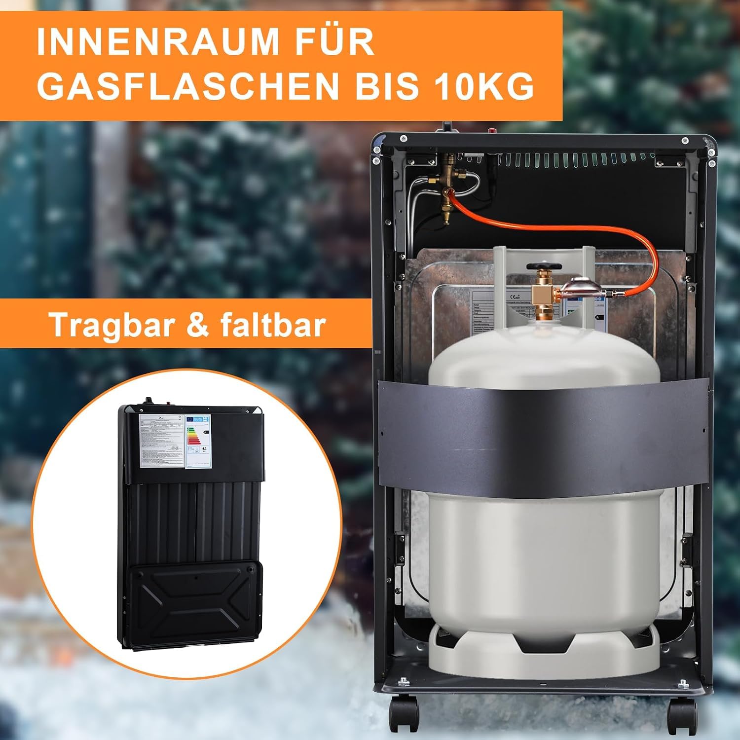 Jopassy Keramik Gasheizer 4200W mit Gas- und Elektroheizung