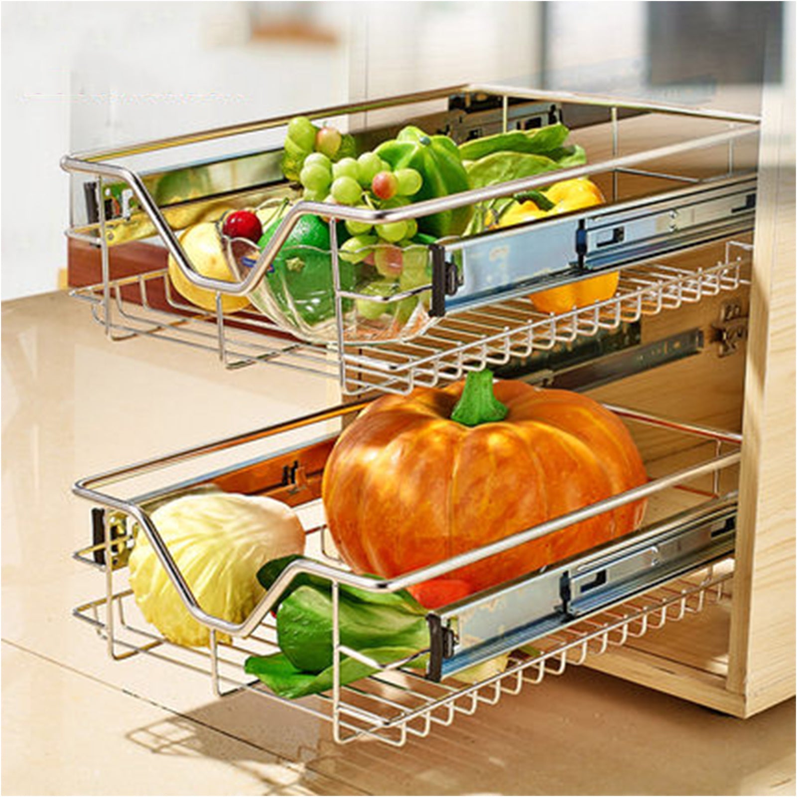 Jopassy Küchenschrank Auszug Korbauszug 30/40 50/60cm Teleskopschublade für Spülschrank