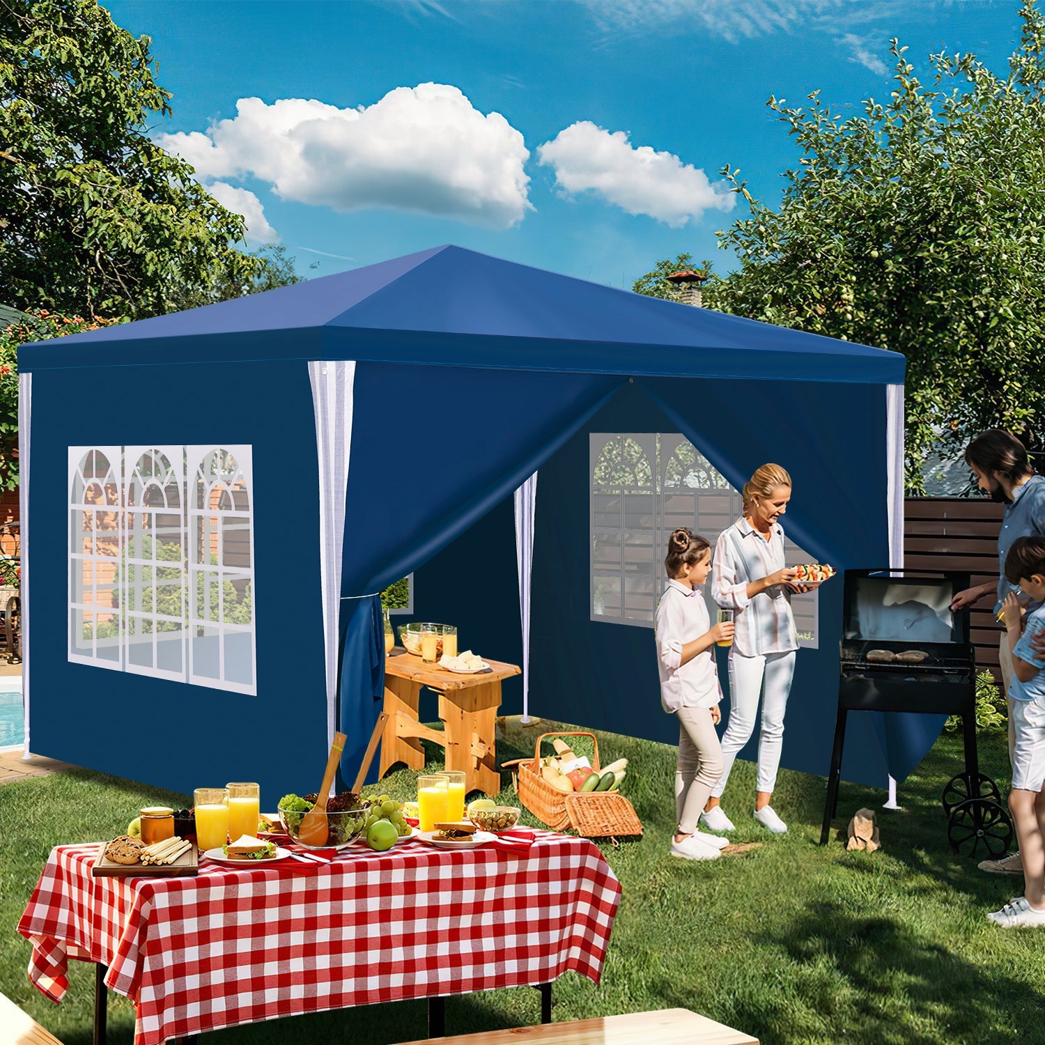 Jopassy Partyzelt wasserdicht 3x3 m 3x6 m Gartenzelt mit Seitenteilen